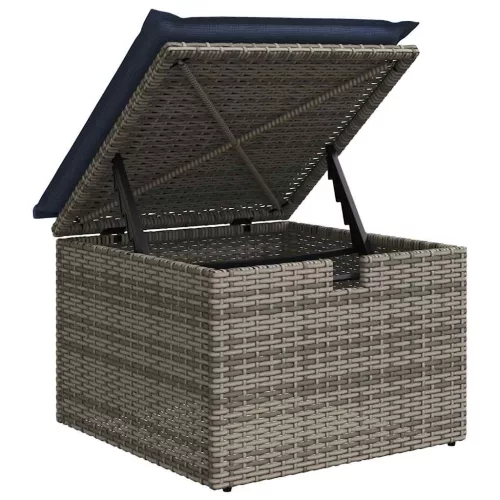  7 részes szürke polyrattan kerti ülőgarnitúra párnákkal