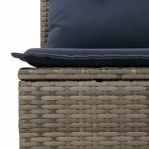  7 részes szürke polyrattan kerti ülőgarnitúra párnákkal