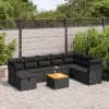  9 részes fekete polyrattan kerti ülőgarnitúra párnákkal