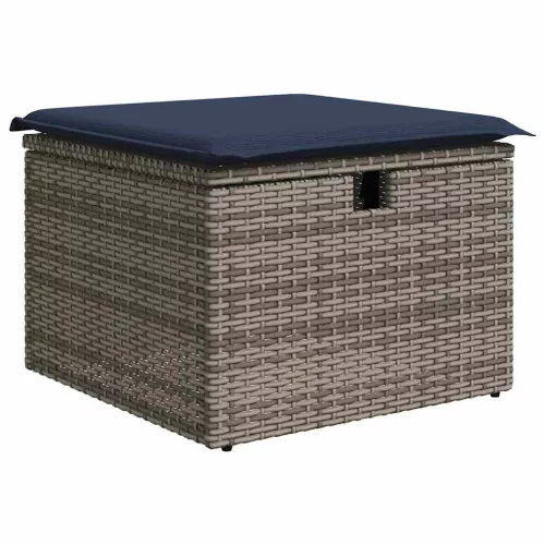  7 részes szürke polyrattan kerti ülőgarnitúra párnákkal