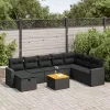  9 részes fekete polyrattan kerti ülőgarnitúra párnákkal