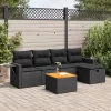  6 részes fekete polyrattan kerti ülőgarnitúra párnákkal