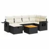  7 részes fekete polyrattan kerti ülőgarnitúra párnával