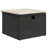  7 részes fekete polyrattan kerti ülőgarnitúra párnával