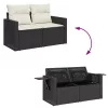  7 részes fekete polyrattan kerti ülőgarnitúra párnával