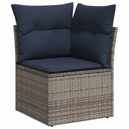  7 részes szürke polyrattan kerti ülőgarnitúra párnákkal