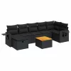  8 részes fekete polyrattan kerti ülőgarnitúra párnákkal