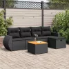  6 részes fekete polyrattan kerti ülőgarnitúra párnákkal