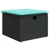  6 részes fekete polyrattan kerti ülőgarnitúra párnákkal