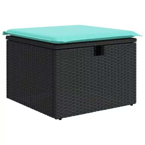  6 részes fekete polyrattan kerti ülőgarnitúra párnákkal