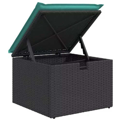  6 részes fekete polyrattan kerti ülőgarnitúra párnákkal