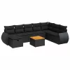  9 részes fekete polyrattan kerti ülőgarnitúra párnákkal