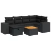 7 részes fekete polyrattan kerti ülőgarnitúra párnával