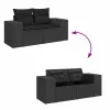  8 részes fekete polyrattan kerti ülőgarnitúra párnákkal