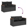  4 részes fekete polyrattan kerti ülőgarnitúra párnákkal