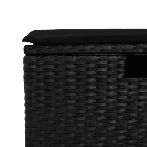  5 részes fekete polyrattan kerti kanapészett párnákkal