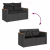  6 részes fekete polyrattan kerti ülőgarnitúra párnákkal