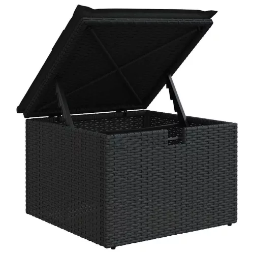  6 részes fekete polyrattan kerti ülőgarnitúra párnákkal