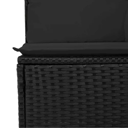  6 részes fekete polyrattan kerti ülőgarnitúra párnákkal
