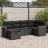  6 részes fekete polyrattan kerti ülőgarnitúra párnákkal