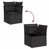  6 részes fekete polyrattan kerti ülőgarnitúra párnákkal