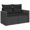  7 részes fekete polyrattan kerti ülőgarnitúra párnával