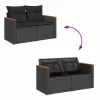  8 részes fekete polyrattan kerti ülőgarnitúra párnákkal