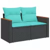  6 részes fekete polyrattan kerti ülőgarnitúra párnákkal