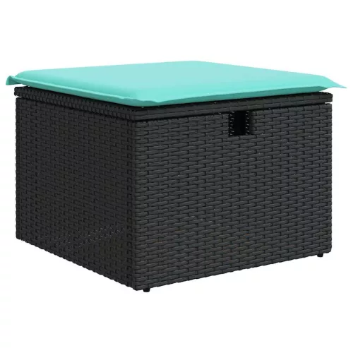 6 részes fekete polyrattan kerti ülőgarnitúra párnákkal