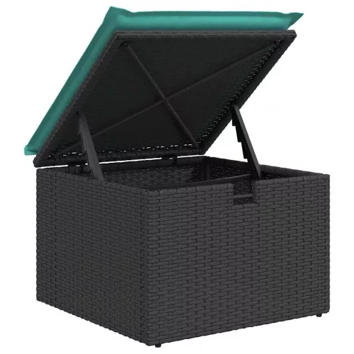  6 részes fekete polyrattan kerti ülőgarnitúra párnákkal