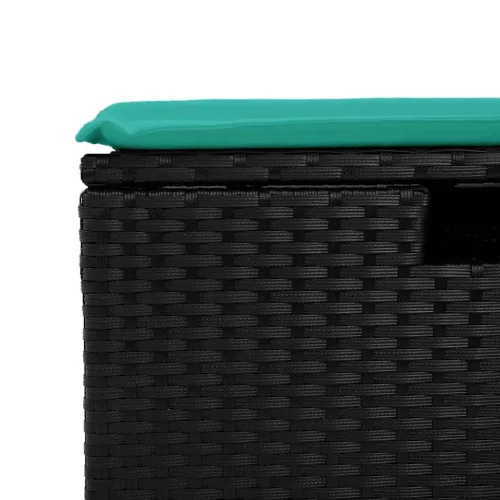  6 részes fekete polyrattan kerti ülőgarnitúra párnákkal