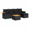  6 részes fekete polyrattan kerti ülőgarnitúra párnákkal