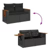  6 részes fekete polyrattan kerti ülőgarnitúra párnákkal