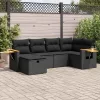  6 részes fekete polyrattan kerti ülőgarnitúra párnákkal