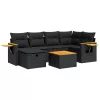  7 részes fekete polyrattan kerti ülőgarnitúra párnával
