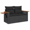  7 részes fekete polyrattan kerti ülőgarnitúra párnával