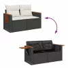  6 részes fekete polyrattan kerti ülőgarnitúra párnákkal