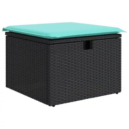  6 részes fekete polyrattan kerti ülőgarnitúra párnákkal