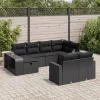  10 részes fekete polyrattan kerti ülőgarnitúra párnákkal