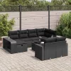 11 részes fekete polyrattan kerti ülőgarnitúra párnákkal