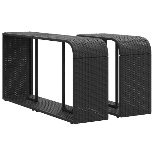  11 részes fekete polyrattan kerti ülőgarnitúra párnákkal