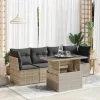  5 részes világosszürke polyrattan kerti ülőgarnitúra párnákkal
