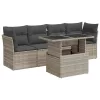  5 részes világosszürke polyrattan kerti ülőgarnitúra párnákkal