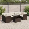  8 részes barna polyrattan kerti ülőgarnitúra párnákkal