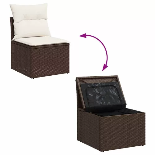  8 részes barna polyrattan kerti ülőgarnitúra párnákkal