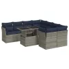  9 részes szürke polyrattan akácfa kerti ülőgarnitúra párnákkal