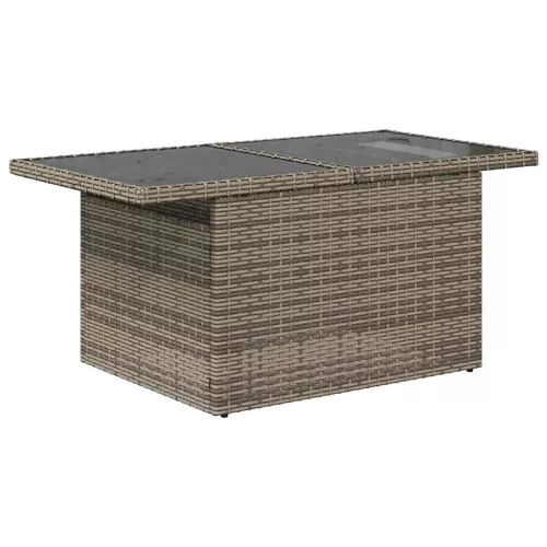  9 részes szürke polyrattan akácfa kerti ülőgarnitúra párnákkal