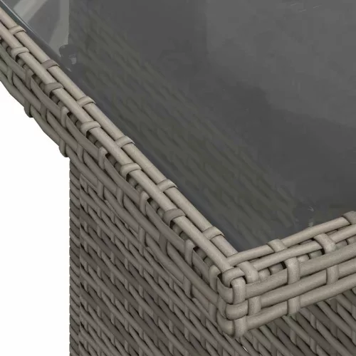  9 részes szürke polyrattan akácfa kerti ülőgarnitúra párnákkal