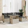  6 részes világosszürke polyrattan kerti ülőgarnitúra párnákkal