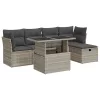  6 részes világosszürke polyrattan kerti ülőgarnitúra párnákkal